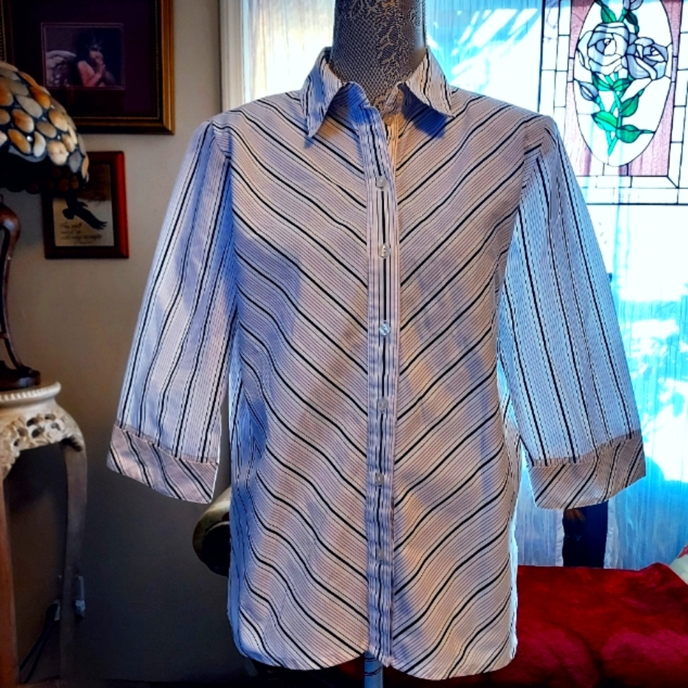 Alia-Striped Dress Top -Lg. P
